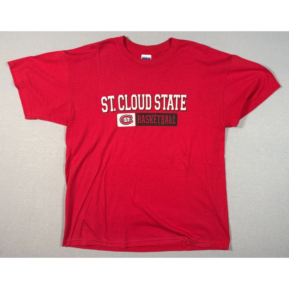 St. Cloud State University Basketball Gildan T-Shirt - Red - Size L